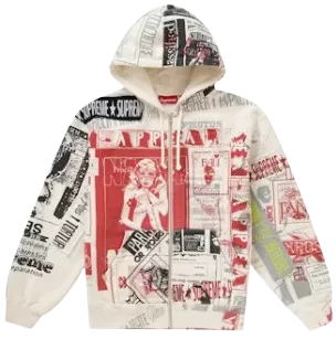 Collage Zip Up Hooded Sweatshirt