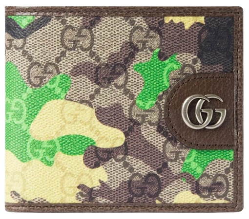 GG bi-fold wallet green and yellow GG fabric