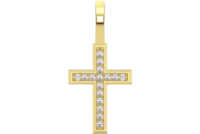 Angled Cross Diamond Pendant 14k Solid Gold .05ctw