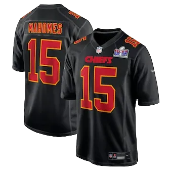 Men's Kansas City Chiefs Patrick Mahomes Nike Black Super Bowl LVIII Carbon Fashion Game Player Jersey