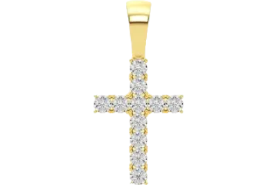 Miracle Set Cross Diamond Pendant 14k Solid Gold 0.15ctw