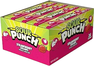 Sour Punch Strawberry Sour Straws 2oz Tray (Pack of 24)