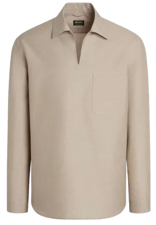 Crossover Blend Cotton Linen and Silk Polo Shirt