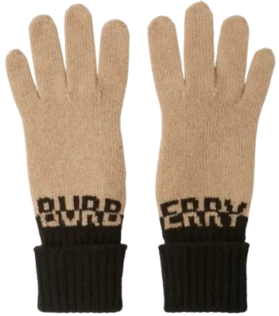 Logo Intarsia Two-tone Cashmere Gloves