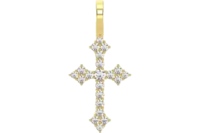 Cross Diamond Pendant 14k Solid Gold 0.15ctw