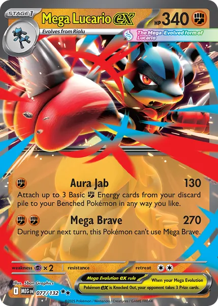Mega Lucario ex 077/132 [Play Pokémon Stamp Holo]