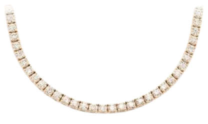 8pt Prong Set Tennis Necklace 14k Solid Gold 16.50ctw