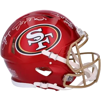 Steve Young, Jerry Rice & Joe Montana San Francisco 49ers Autographed Fanatics Authentic Flash Speed Authentic Helmet