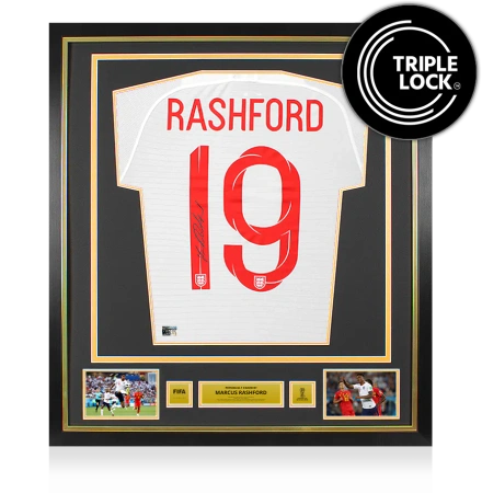 Marcus Rashford Official 2018 FIFA World Cup™ Back Signed and Framed England 2018-19 Home Shirt