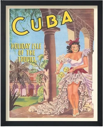 Vintage Cuba Poster 16x20 Black Framed