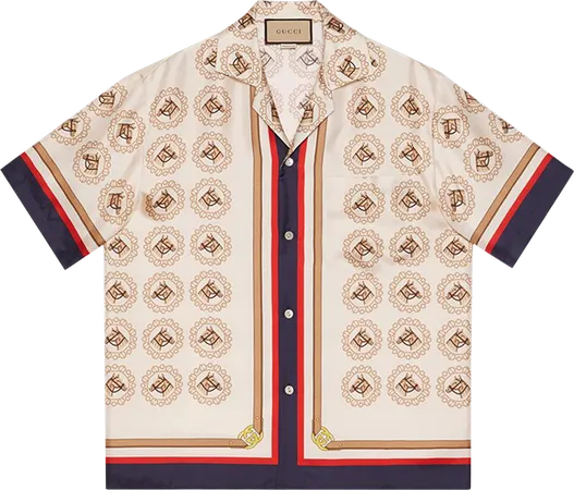 Gucci Equestrian Print Shirt 'Ivory/Gold/Multicolor'