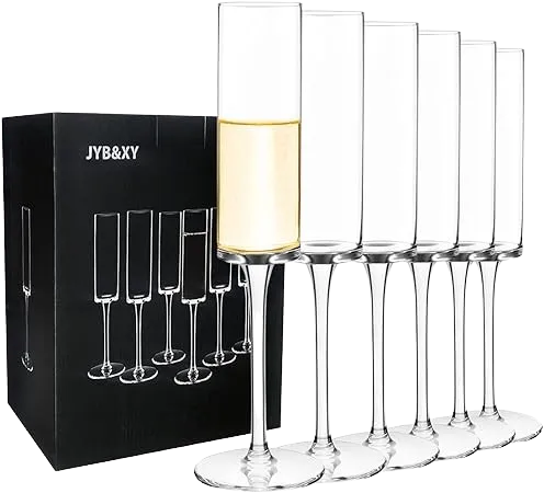 Set of 6 Crystal Champagne Flutes