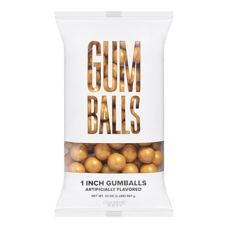 Candy Envy - Shimmer Gold 1 Inch Gumballs - 2lb Bag - Approximately 113 Gumballs Per Bag - North American Made & Kosher Certified