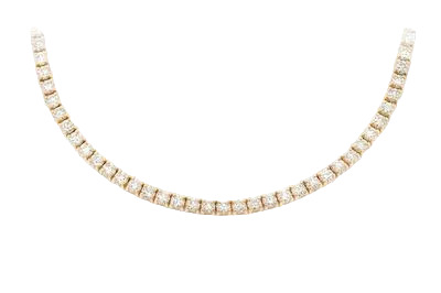 10pt Prong Set Diamond Tennis Necklace 14k Solid Gold 14.75ctw