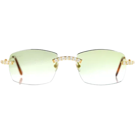 Cartier Glasses Iced Out Diamonds Rimless - Green Fade Lens - 5.00ctw