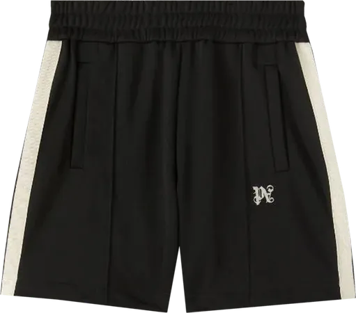 Palm Angels Monogram Track Shorts 'Black/Butter'