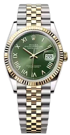 Datejust 36mm Yellow Rolesor Fluted Green Dial Jubliee