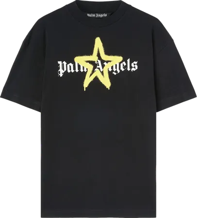 Palm Angels Star Sprayed Tee 'Black/Yellow'
