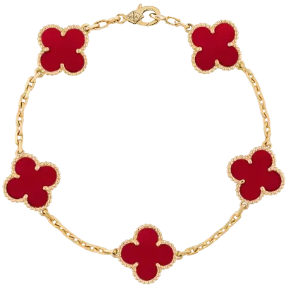 Vintage Alhambra bracelet Carnelian, 5 motifs