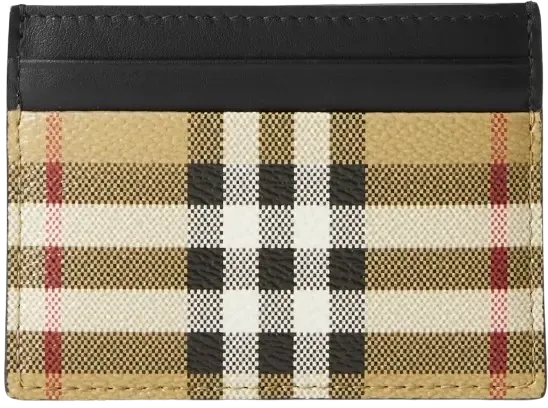 Check and Leather Cardholder