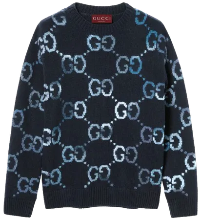 Wool sweater with gg intarsia