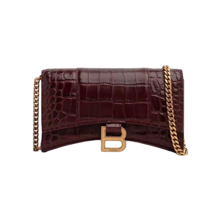 Hourglass Wallet With Chain Dark Red