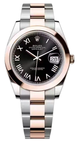 Datejust 41mm Everose Rolesor Black Dial