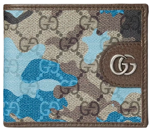 GG bi-fold wallet blue GG fabric
